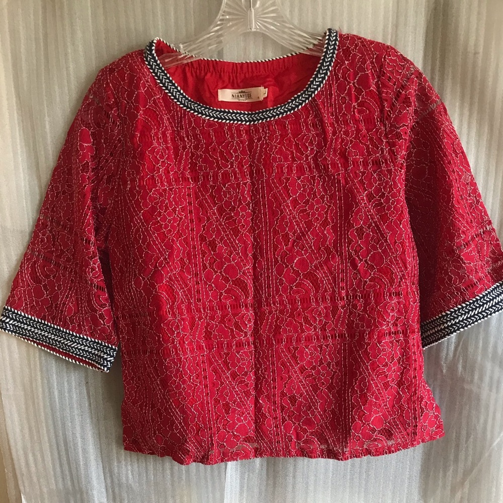 Red lace top, size 8